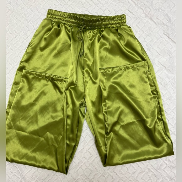 NWOT 💚 Laina Rauma green drawstring club bed lightweight satin pants size S - Picture 8 of 17